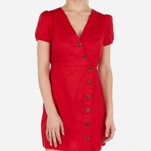 Express Surplice Asymmetrical Button Medium Front Wrap Dress Size Med Cotton Nwt
